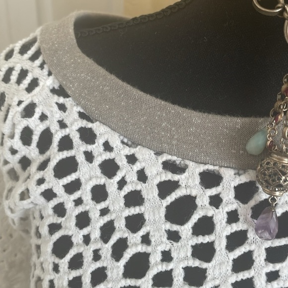 NARA Crochet Tee Top light weight top made‎ in Thailand COTTON,  size medium - Picture 2 of 5